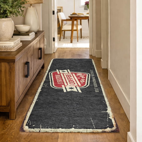 Addison Rugs Dream Shag Premium Machine Washable Transitional Coffee Sign Midnight Runner Rug, 2'3" x 7'6"