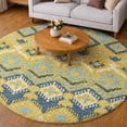 thumbnail image 1 of Addison Rugs Dream Shag Premium Machine Washable Transitional Tribal, Boho Yellow Round Rug, 8' x 8', 1 of 8
