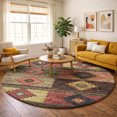 thumbnail image 1 of Addison Rugs Dream Shag Premium Machine Washable Transitional Aztec Paprika Round Rug, 8' x 8', 1 of 8