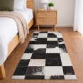 thumbnail image 1 of Addison Rugs Dream Shag Premium Machine Washable Transitional Boxes Black Runner Rug, 2'3" x 7'6", 1 of 8