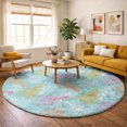 thumbnail image 1 of Addison Rugs Dream Shag Premium Machine Washable Transitional Coral Aqua Round Rug, 8' x 8', 1 of 8