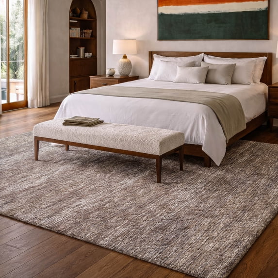 Addison Rugs Dream Shag Premium Machine Washable Transitional Horizontal Bars Brown Rectangle Rug, 5' x 7'6"