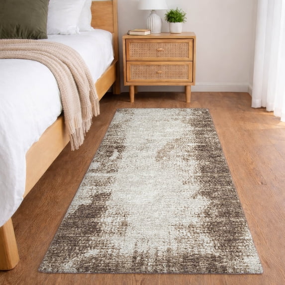 Addison Rugs Dream Shag Premium Machine Washable Transitional Abstract Brown Runner Rug, 2'3" x 7'6"