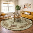 thumbnail image 1 of Addison Rugs Dream Shag Premium Machine Washable Transitional Fish Khaki Round Rug, 8' x 8', 1 of 8