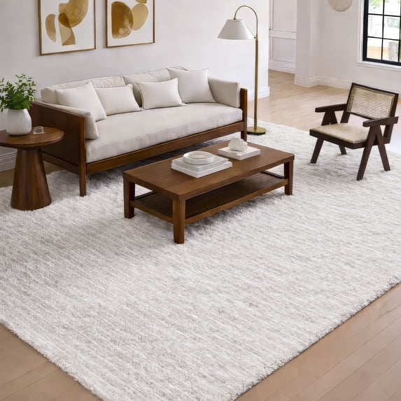 Addison Rugs Dream Shag Premium Machine Washable Transitional Stripes Linen Rectangle Rug, 9' x 12'