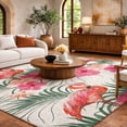 thumbnail image 1 of Addison Rugs Dream Shag Premium Machine Washable Transitional Leaves & Flamingos Pink Rectangle Rug, 9' x 12', 1 of 8