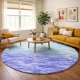 thumbnail image 1 of Addison Rugs Dream Shag Premium Machine Washable Transitional Stripes Blue Round Rug, 8' x 8', 1 of 8