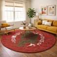thumbnail image 1 of Addison Rugs Dream Shag Premium Machine Washable Transitional Wreath Ruby Round Rug, 8' x 8', 1 of 8