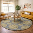 thumbnail image 1 of Addison Rugs Dream Shag Premium Machine Washable Transitional Geo, Circles Gilded Round Rug, 8' x 8', 1 of 8