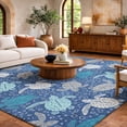 thumbnail image 1 of Addison Rugs Dream Shag Premium Machine Washable Transitional Turtles Blue Rectangle Rug, 5' x 7'6", 1 of 8