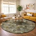 thumbnail image 1 of Addison Rugs Dream Shag Premium Machine Washable Transitional Leaves & Pineapples Baja Round Rug, 8' x 8', 1 of 8