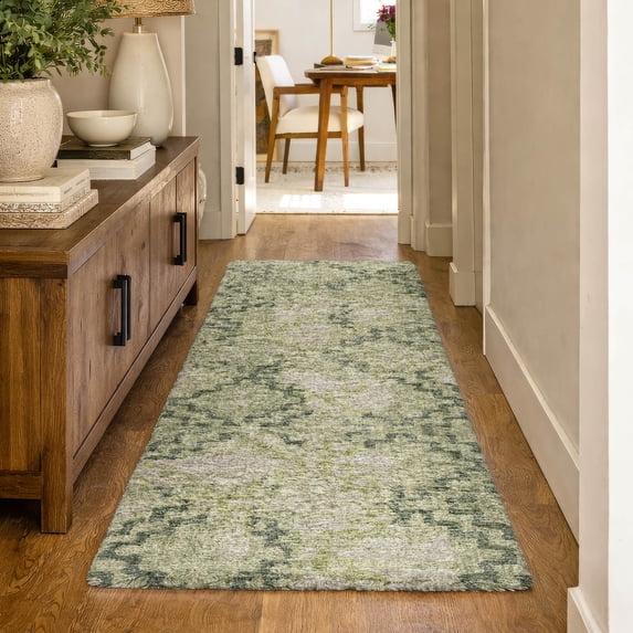 Addison Rugs Dream Shag Premium Machine Washable Transitional Tribal Green Runner Rug, 2'3" x 7'6"