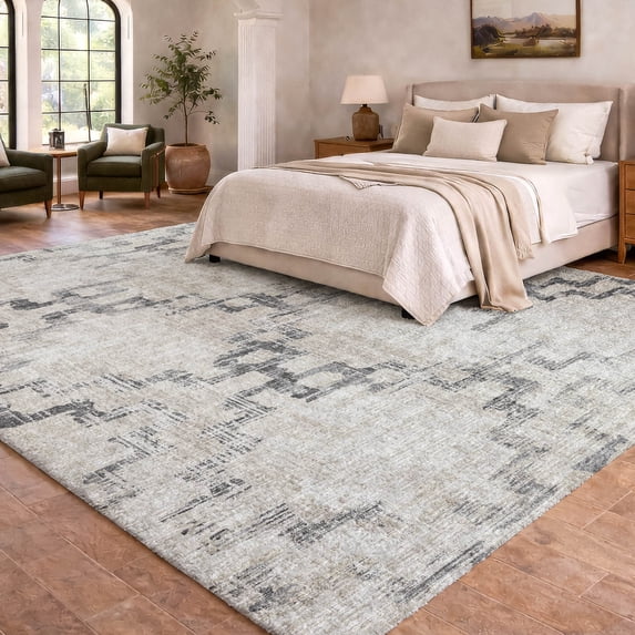 Addison Rugs Dream Shag Premium Machine Washable Transitional Tribal Taupe Rectangle Rug, 5' x 7'6"