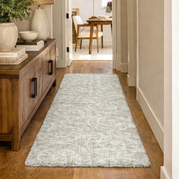 Addison Rugs Dream Shag Premium Machine Washable Transitional Nautilus Beige Runner Rug, 2'3" x 7'6"