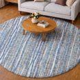 thumbnail image 1 of Addison Rugs Dream Shag Premium Machine Washable Transitional Textured Stripes Blue Round Rug, 8' x 8', 1 of 8