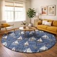 thumbnail image 1 of Addison Rugs Dream Shag Premium Machine Washable Transitional Sailboat Navy Round Rug, 8' x 8', 1 of 8