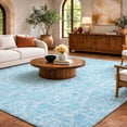 thumbnail image 1 of Addison Rugs Dream Shag Premium Machine Washable Transitional Nautilus Aqua Rectangle Rug, 3' x 5', 1 of 8