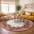 thumbnail image 1 of Addison Rugs Dream Shag Premium Machine Washable Transitional Apple Border Apple Round Rug, 8' x 8', 1 of 8