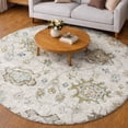 thumbnail image 1 of Addison Rugs Dream Shag Premium Machine Washable Traditional Ornate Linen Round Rug, 8' x 8', 1 of 8