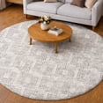 thumbnail image 1 of Addison Rugs Dream Shag Premium Machine Washable Transitional Squares Beige Round Rug, 8' x 8', 1 of 8