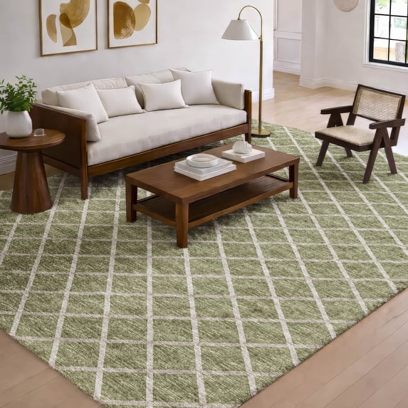 Addison Rugs Dream Shag Premium Machine Washable Transitional Lattice Aloe Rectangle Rug, 9' x 12'