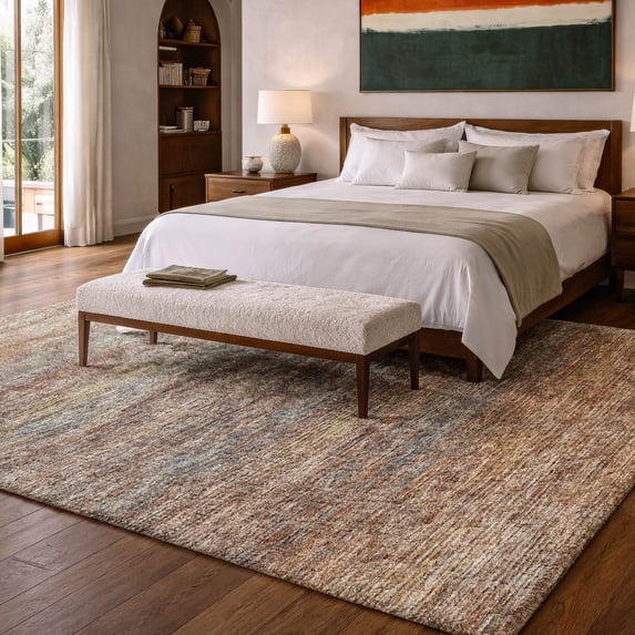 Addison Rugs Dream Shag Premium Machine Washable Transitional Horizontal Bars Canyon Rectangle Rug, 3' x 5'