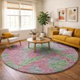 thumbnail image 1 of Addison Rugs Dream Shag Premium Machine Washable Transitional Tropical, Leaves, Botanical Pink Round Rug, 8' x 8', 1 of 8
