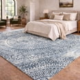 thumbnail image 1 of Addison Rugs Dream Shag Premium Machine Washable Transitional Medallion Blue Rectangle Rug, 8' x 10', 1 of 8