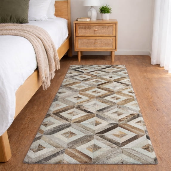 Addison Rugs Dream Shag Premium Machine Washable Transitional Diamonds Gray Runner Rug, 2'3" x 7'6"