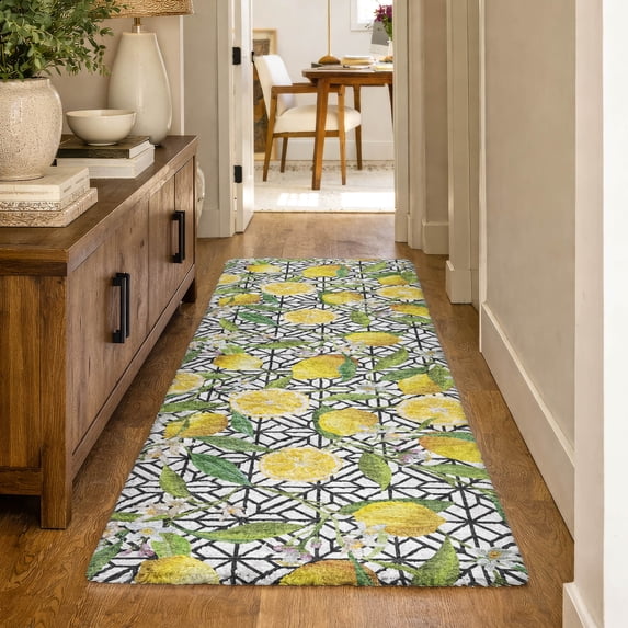 Addison Rugs Dream Shag Premium Machine Washable Transitional Lemons Yellow Runner Rug, 2'3" x 7'6"