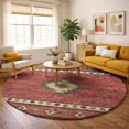thumbnail image 1 of Addison Rugs Dream Shag Premium Machine Washable Transitional Aztec Spice Round Rug, 8' x 8', 1 of 8