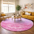 thumbnail image 1 of Addison Rugs Dream Shag Premium Machine Washable Transitional Stripes Pink Round Rug, 8' x 8', 1 of 8