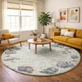 thumbnail image 1 of Addison Rugs Dream Shag Premium Machine Washable Transitional Shell Border Oyster Round Rug, 8' x 8', 1 of 8