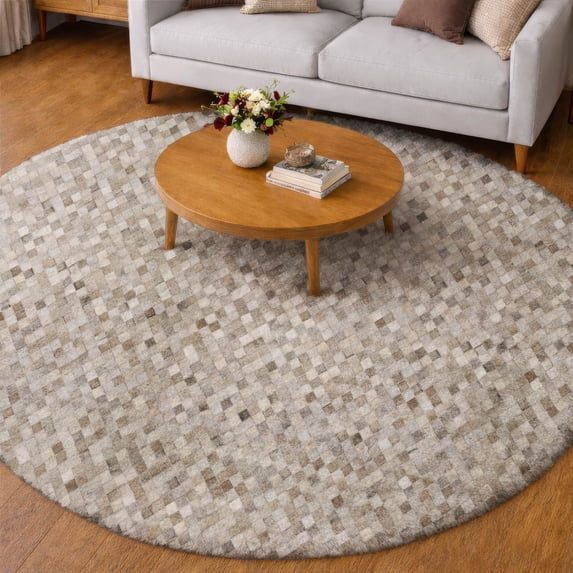 Addison Rugs Dream Shag Premium Machine Washable Transitional Small Diamonds Gray Round Rug, 8' x 8'