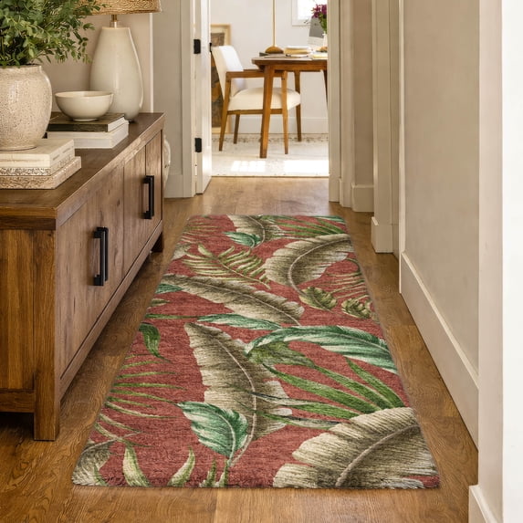 Addison Rugs Dream Shag Premium Machine Washable Transitional Leaves Spice Runner Rug, 2'3" x 7'6"
