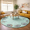 thumbnail image 1 of Addison Rugs Dream Shag Premium Machine Washable Transitional Shell Border Green Round Rug, 8' x 8', 1 of 8