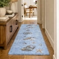 thumbnail image 1 of Addison Rugs Dream Shag Premium Machine Washable Transitional Shell Border Blue Runner Rug, 2'3" x 7'6", 1 of 8