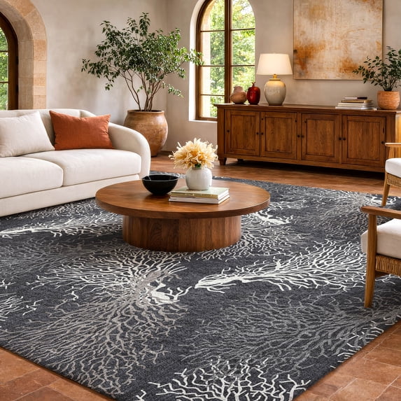 Addison Rugs Dream Shag Premium Machine Washable Transitional Coral Midnight Rectangle Rug, 8' x 10'