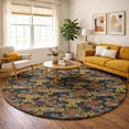 thumbnail image 1 of Addison Rugs Dream Shag Premium Machine Washable Transitional Rooster In Basket Midnight Round Rug, 8' x 8', 1 of 8