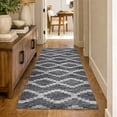 thumbnail image 1 of Addison Rugs Dream Shag Premium Machine Washable Transitional Tribal, Diamond Gray Runner Rug, 2'3" x 7'6", 1 of 8