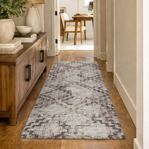 Addison Rugs Dream Shag Premium Machine Washable Transitional Tribal Mocha Runner Rug, 2'3" x 7'6"