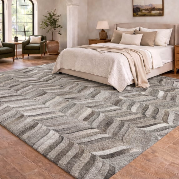 Addison Rugs Dream Shag Premium Machine Washable Transitional Herringbone Gray Rectangle Rug, 5' x 7'6"