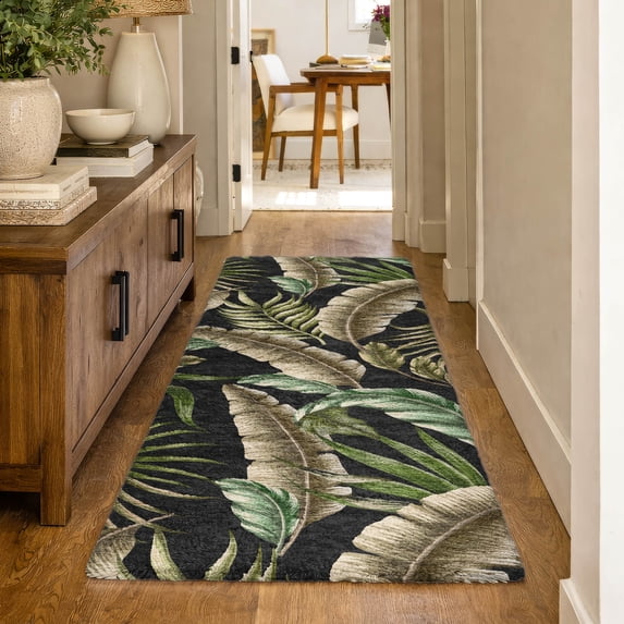 Addison Rugs Dream Shag Premium Machine Washable Transitional Leaves Midnight Runner Rug, 2'3" x 7'6"