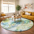 thumbnail image 1 of Addison Rugs Dream Shag Premium Machine Washable Transitional Leaves Multi Round Rug, 8' x 8', 1 of 8