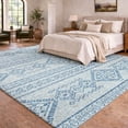 thumbnail image 1 of Addison Rugs Dream Shag Premium Machine Washable Transitional Tribal, Diamond Blue Rectangle Rug, 5' x 7'6", 1 of 8