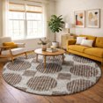 thumbnail image 1 of Addison Rugs Dream Shag Premium Machine Washable Transitional Geo, Circles Brown Round Rug, 8' x 8', 1 of 8