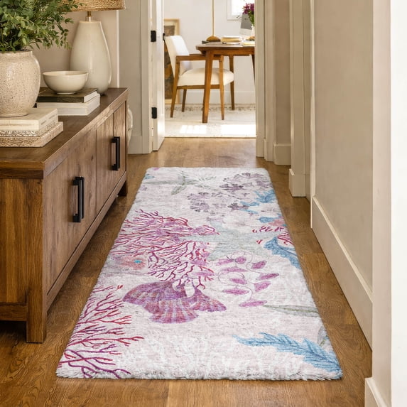 Addison Rugs Dream Shag Premium Machine Washable Transitional Coral Raspberry Runner Rug, 2'3" x 7'6"