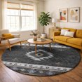 thumbnail image 1 of Addison Rugs Dream Shag Premium Machine Washable Transitional Aztec Midnight Round Rug, 8' x 8', 1 of 8
