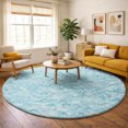 thumbnail image 1 of Addison Rugs Dream Shag Premium Machine Washable Transitional Shells Aqua Round Rug, 8' x 8', 1 of 8