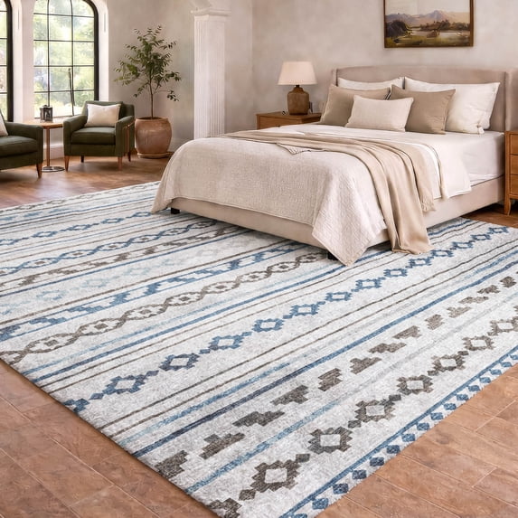 Addison Rugs Dream Shag Premium Machine Washable Transitional Tribal, Diamond Gray Rectangle Rug, 3' x 5'
